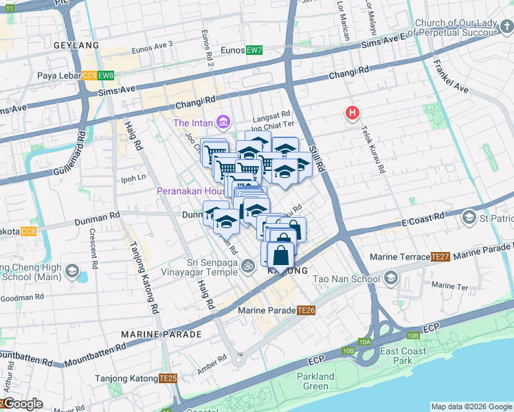 map of restaurants, bars, coffee shops, grocery stores, and more near in Singapore