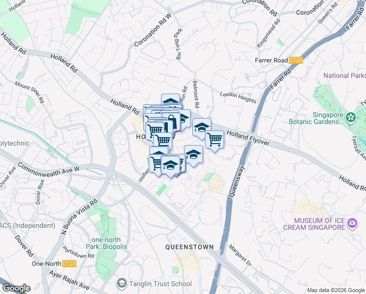 map of restaurants, bars, coffee shops, grocery stores, and more near in Singapore