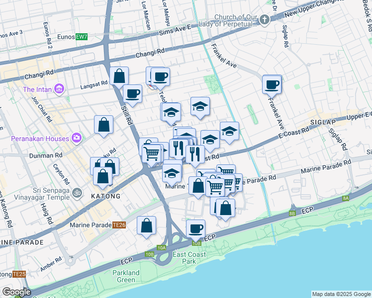 map of restaurants, bars, coffee shops, grocery stores, and more near in Singapore