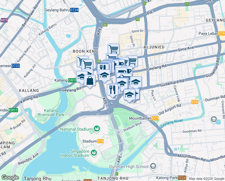 map of restaurants, bars, coffee shops, grocery stores, and more near in Singapore