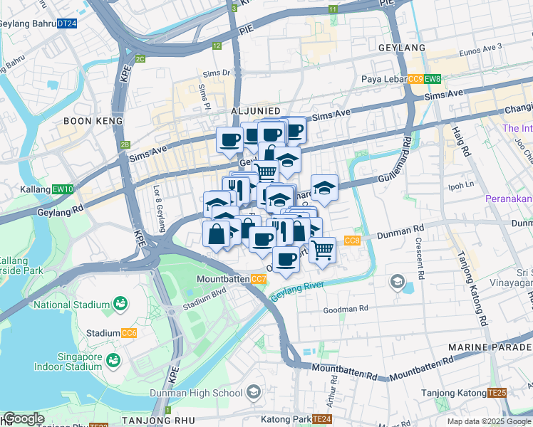 map of restaurants, bars, coffee shops, grocery stores, and more near in Singapore
