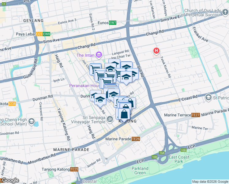 map of restaurants, bars, coffee shops, grocery stores, and more near in Singapore