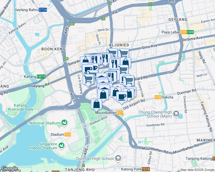 map of restaurants, bars, coffee shops, grocery stores, and more near in Singapore