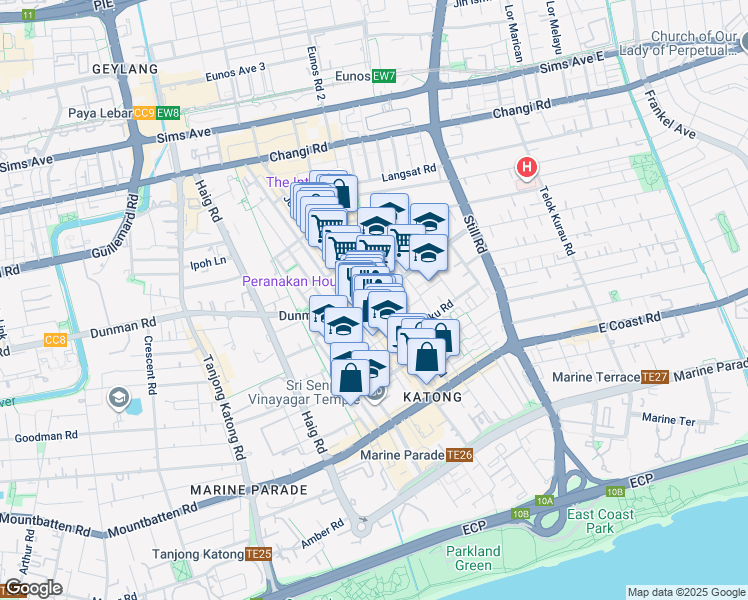 map of restaurants, bars, coffee shops, grocery stores, and more near in Singapore