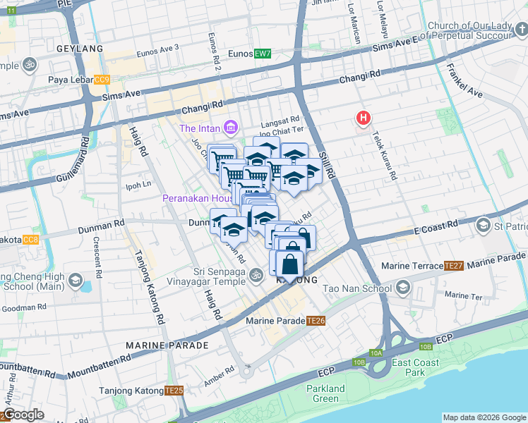 map of restaurants, bars, coffee shops, grocery stores, and more near in Singapore