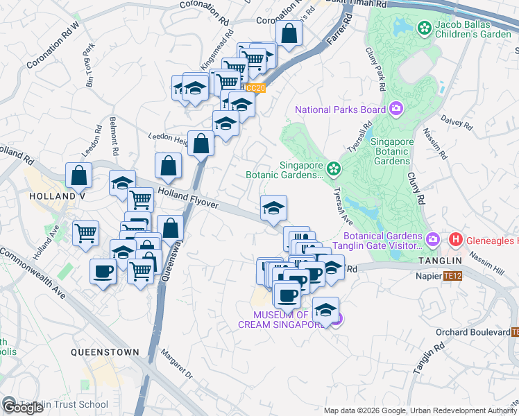 map of restaurants, bars, coffee shops, grocery stores, and more near in Singapore