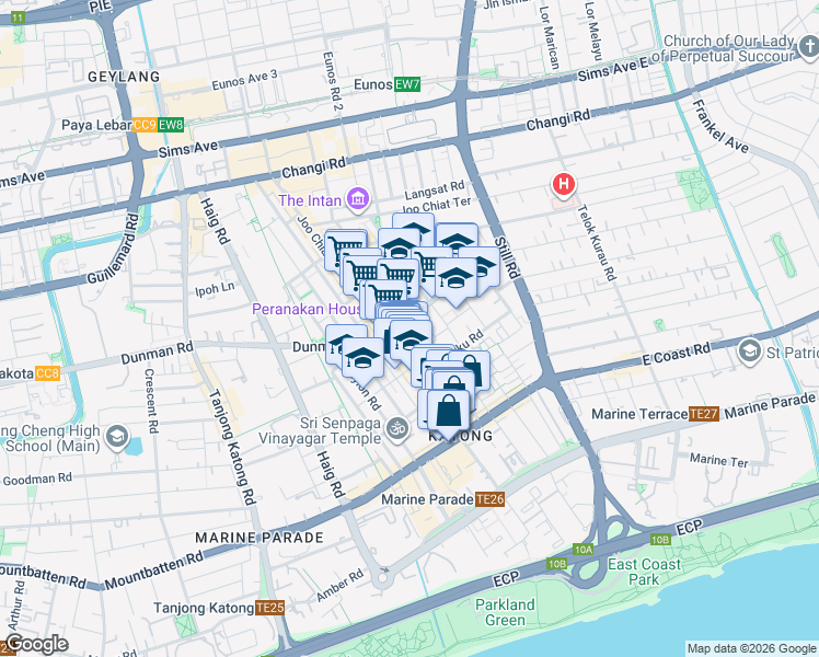 map of restaurants, bars, coffee shops, grocery stores, and more near in Singapore
