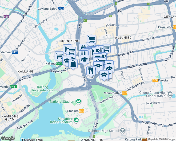 map of restaurants, bars, coffee shops, grocery stores, and more near in Singapore