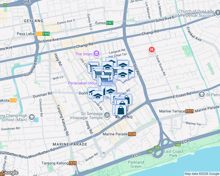 map of restaurants, bars, coffee shops, grocery stores, and more near in Singapore