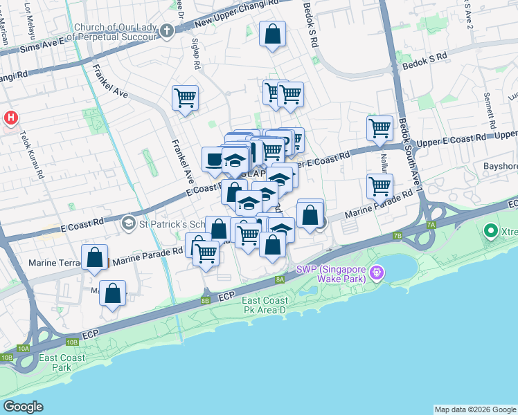 map of restaurants, bars, coffee shops, grocery stores, and more near in Singapore