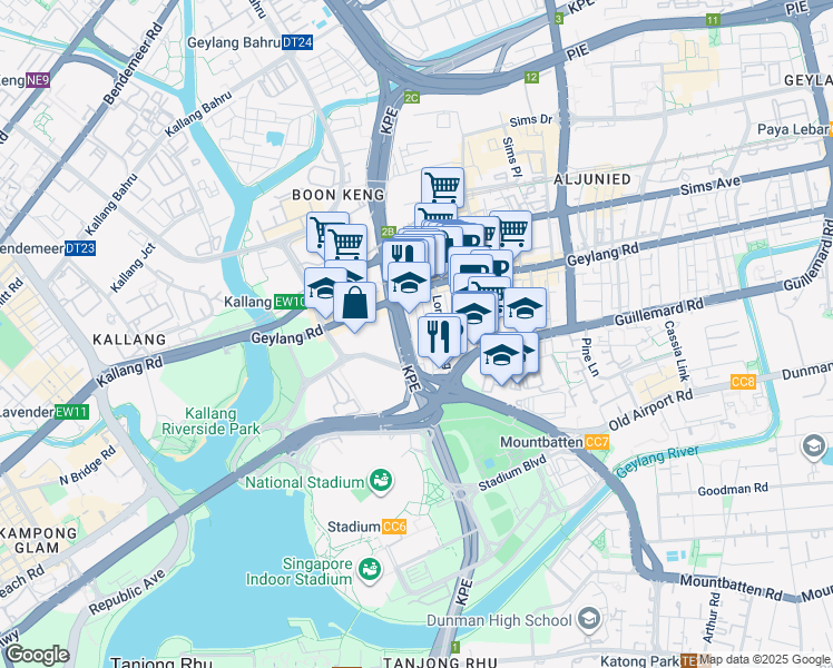 map of restaurants, bars, coffee shops, grocery stores, and more near in Singapore