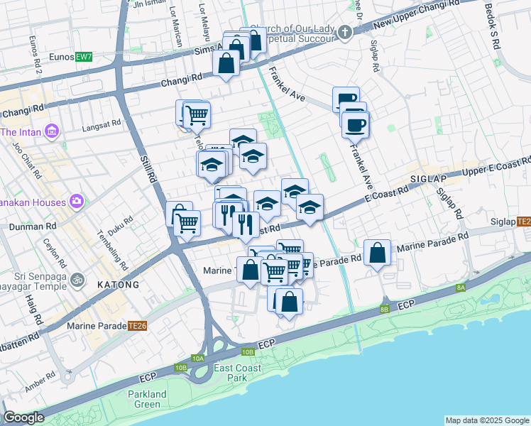 map of restaurants, bars, coffee shops, grocery stores, and more near in Singapore