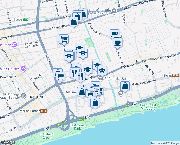 map of restaurants, bars, coffee shops, grocery stores, and more near in Singapore