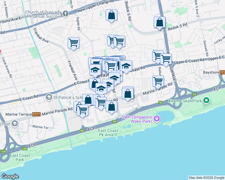 map of restaurants, bars, coffee shops, grocery stores, and more near in Singapore