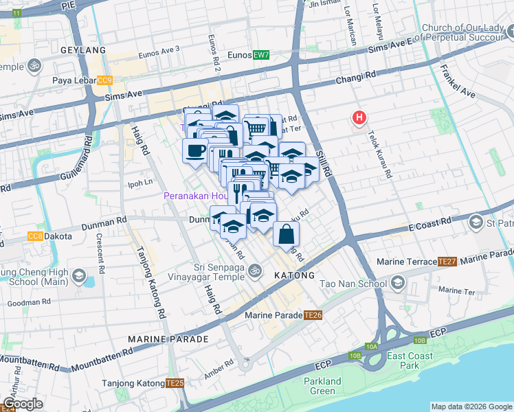 map of restaurants, bars, coffee shops, grocery stores, and more near in Singapore