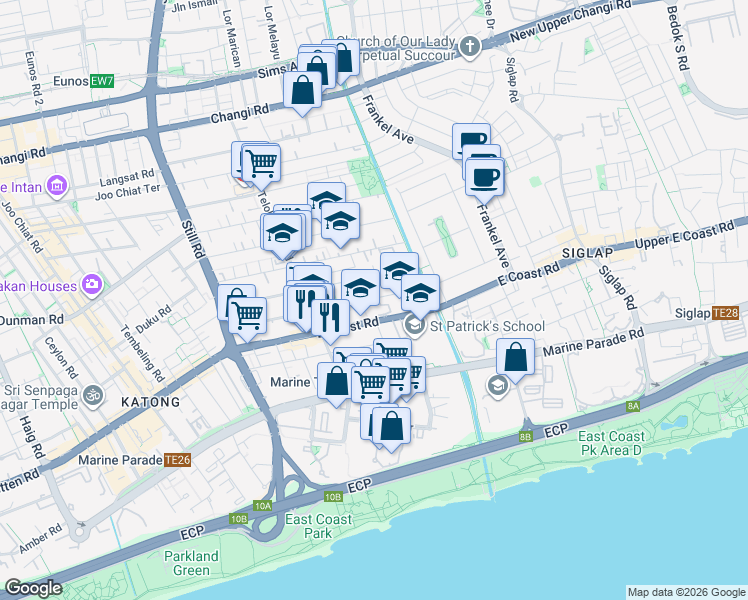 map of restaurants, bars, coffee shops, grocery stores, and more near in Singapore