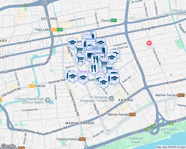 map of restaurants, bars, coffee shops, grocery stores, and more near in Singapore