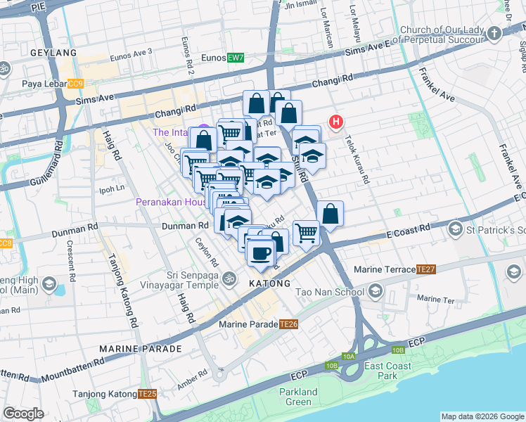 map of restaurants, bars, coffee shops, grocery stores, and more near in Singapore