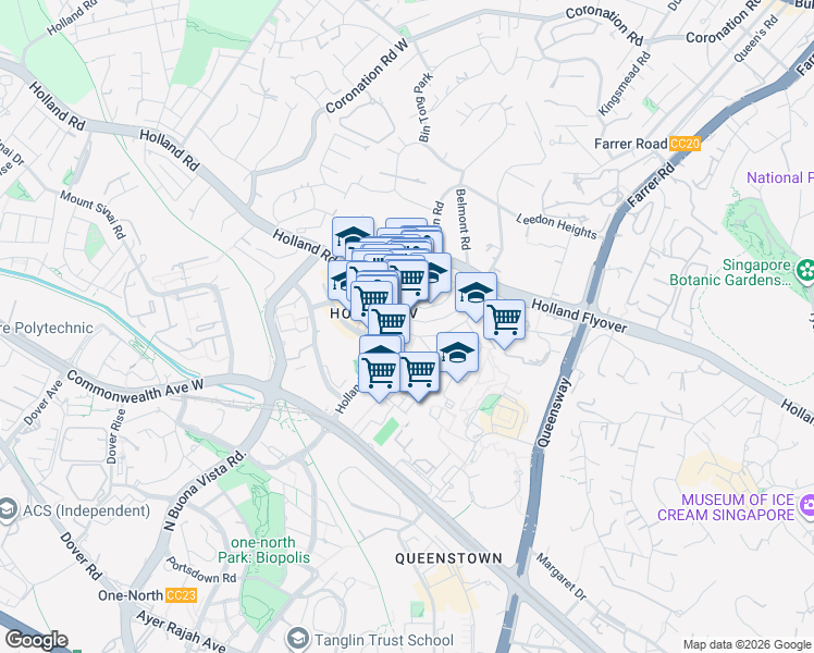 map of restaurants, bars, coffee shops, grocery stores, and more near in Singapore