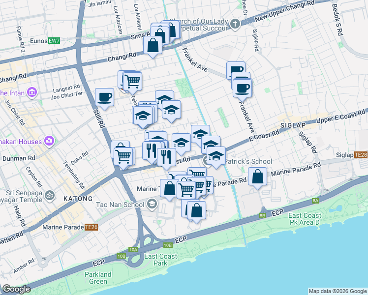 map of restaurants, bars, coffee shops, grocery stores, and more near in Singapore