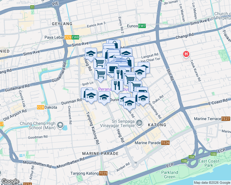 map of restaurants, bars, coffee shops, grocery stores, and more near in Singapore