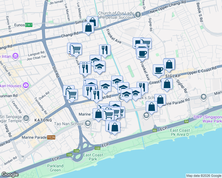 map of restaurants, bars, coffee shops, grocery stores, and more near in Singapore