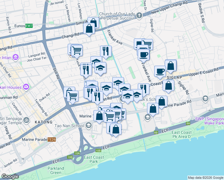 map of restaurants, bars, coffee shops, grocery stores, and more near in Singapore