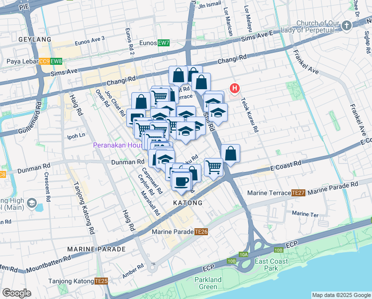 map of restaurants, bars, coffee shops, grocery stores, and more near in Singapore