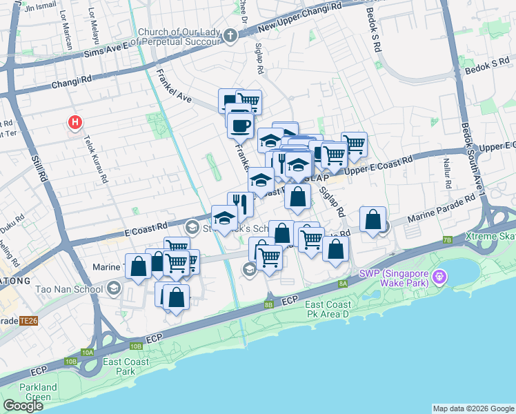 map of restaurants, bars, coffee shops, grocery stores, and more near in Singapore