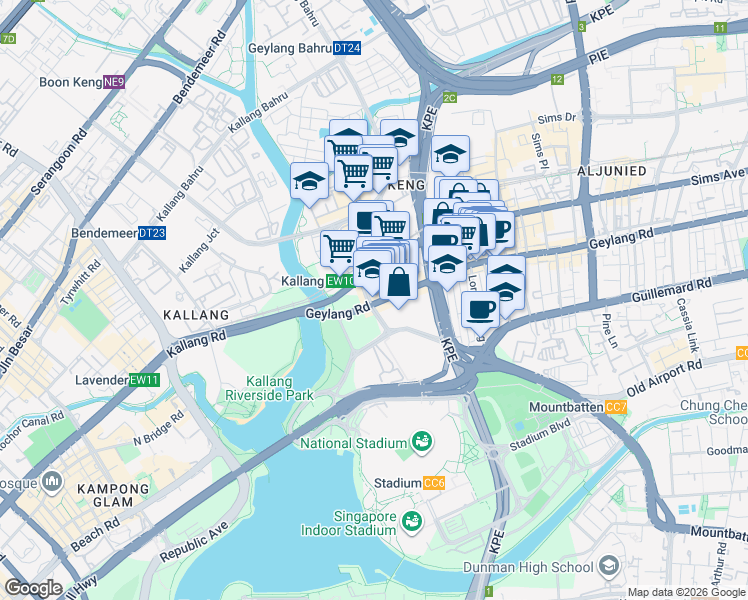map of restaurants, bars, coffee shops, grocery stores, and more near in Singapore