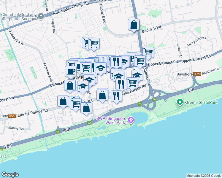 map of restaurants, bars, coffee shops, grocery stores, and more near in Singapore