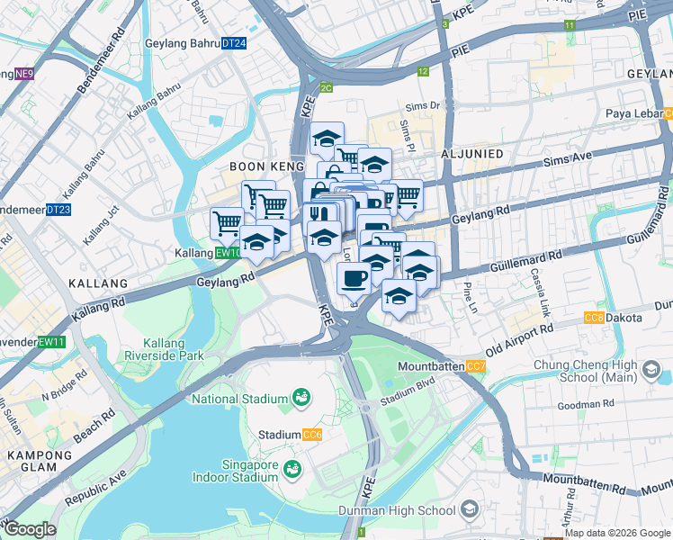 map of restaurants, bars, coffee shops, grocery stores, and more near in Singapore