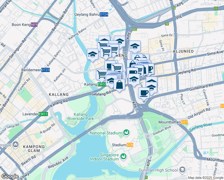 map of restaurants, bars, coffee shops, grocery stores, and more near in Singapore