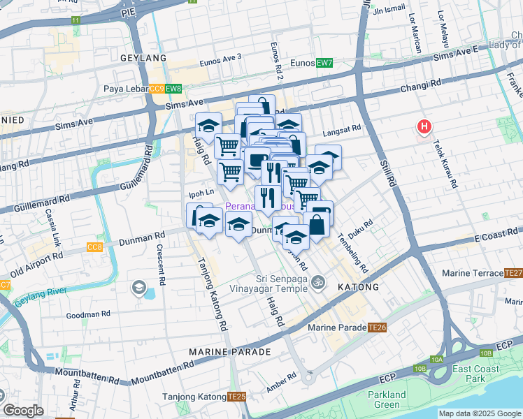 map of restaurants, bars, coffee shops, grocery stores, and more near in Singapore