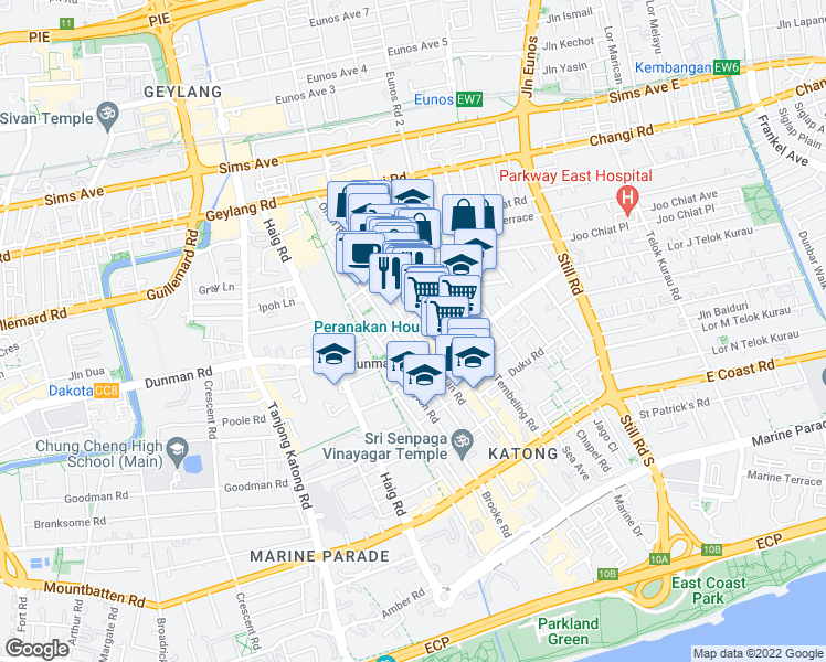 map of restaurants, bars, coffee shops, grocery stores, and more near in Singapore