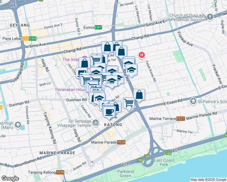 map of restaurants, bars, coffee shops, grocery stores, and more near in Singapore