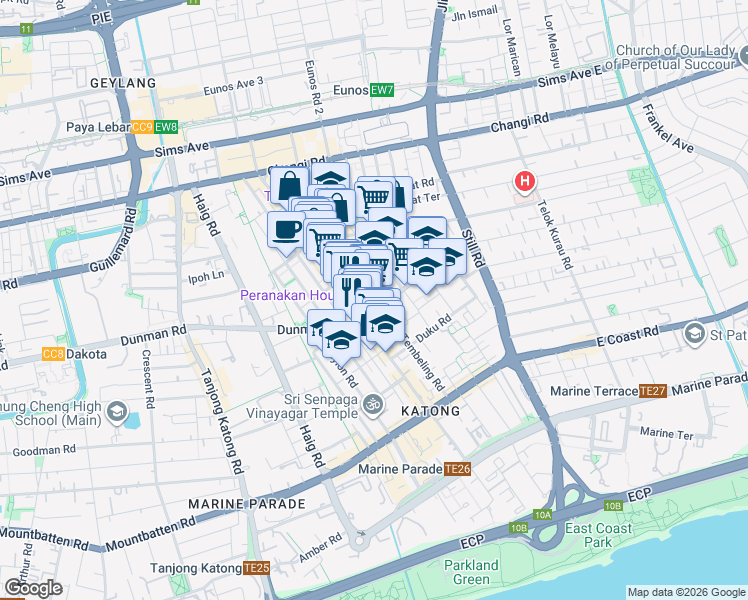 map of restaurants, bars, coffee shops, grocery stores, and more near in Singapore