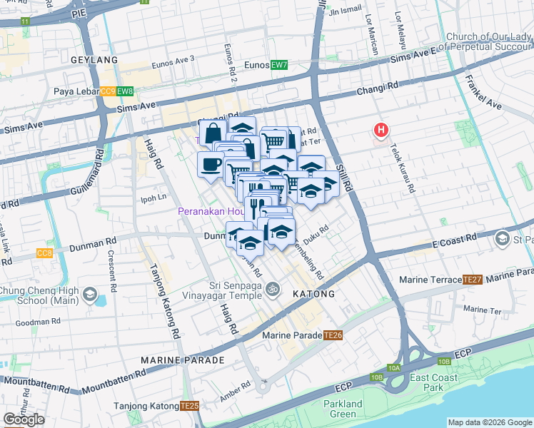 map of restaurants, bars, coffee shops, grocery stores, and more near in Singapore