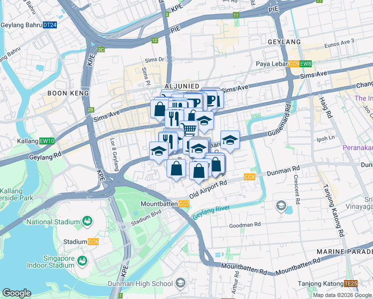 map of restaurants, bars, coffee shops, grocery stores, and more near in Singapore