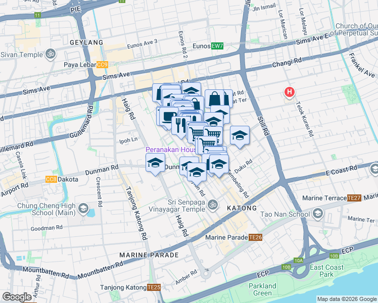 map of restaurants, bars, coffee shops, grocery stores, and more near in Singapore