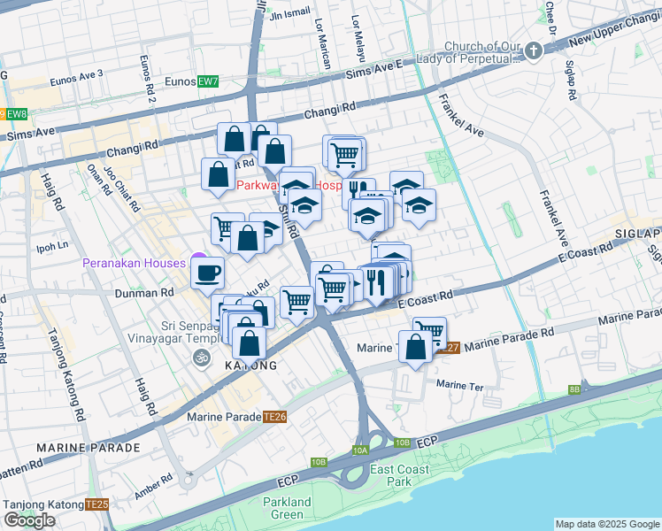 map of restaurants, bars, coffee shops, grocery stores, and more near in Singapore