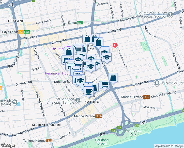 map of restaurants, bars, coffee shops, grocery stores, and more near in Singapore