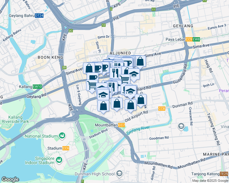 map of restaurants, bars, coffee shops, grocery stores, and more near in Singapore