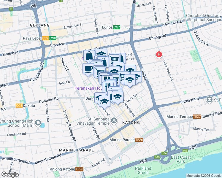 map of restaurants, bars, coffee shops, grocery stores, and more near in Singapore