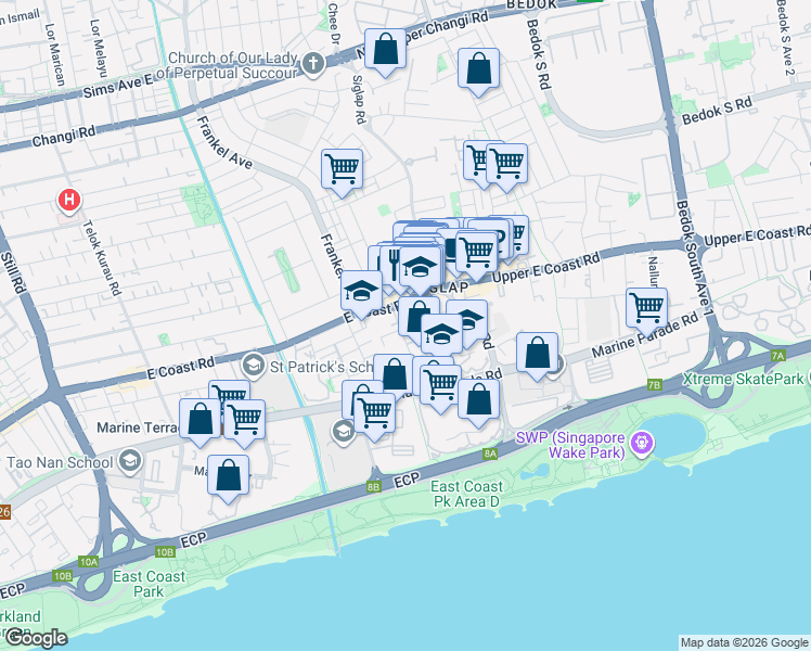 map of restaurants, bars, coffee shops, grocery stores, and more near in Singapore