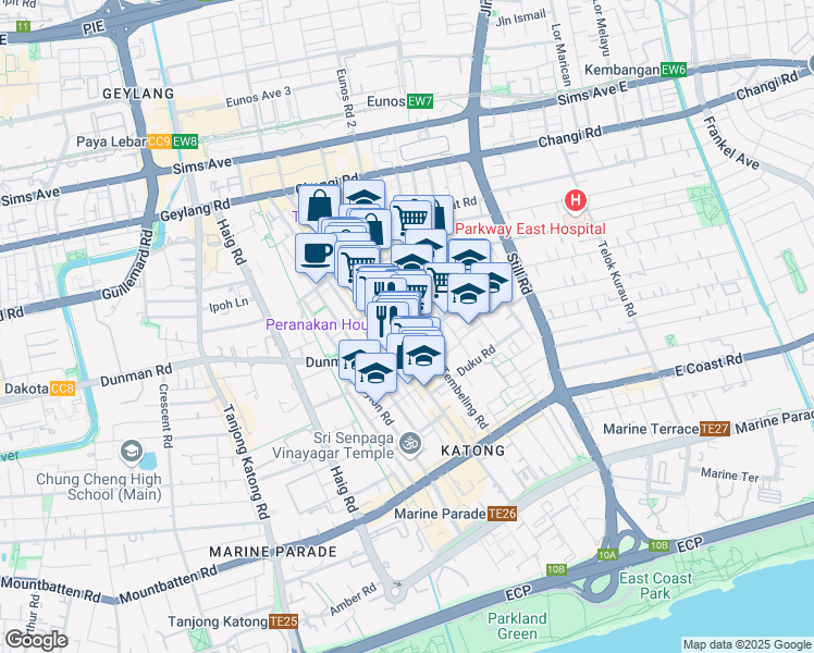 map of restaurants, bars, coffee shops, grocery stores, and more near in Singapore