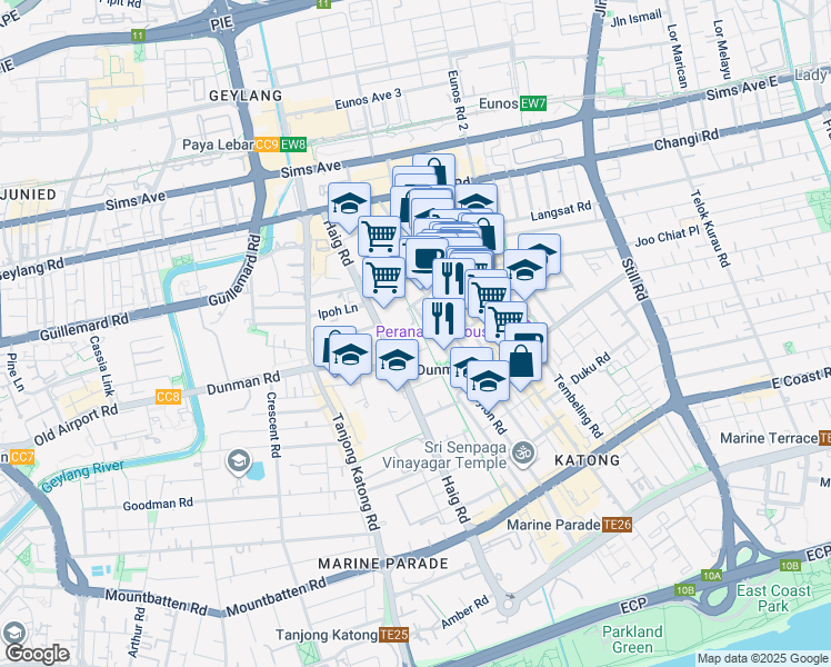 map of restaurants, bars, coffee shops, grocery stores, and more near in Singapore
