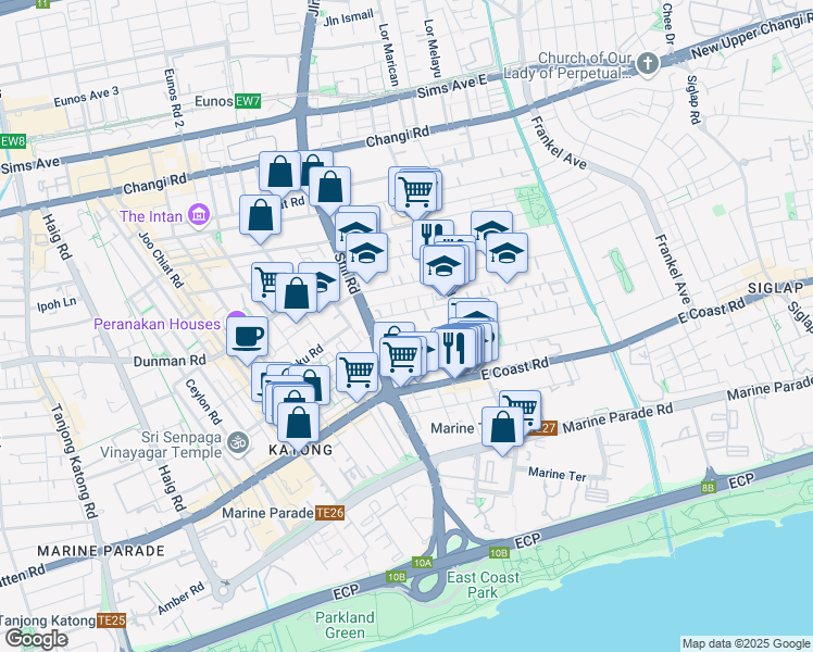 map of restaurants, bars, coffee shops, grocery stores, and more near in Singapore
