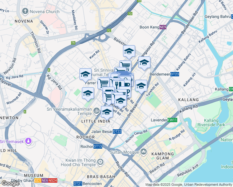 map of restaurants, bars, coffee shops, grocery stores, and more near in Singapore