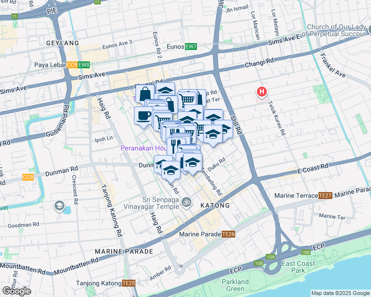 map of restaurants, bars, coffee shops, grocery stores, and more near in Singapore